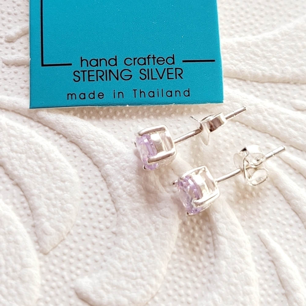 .925 Gemstone Stud Earrings Unisex - Picture 4 of 4
